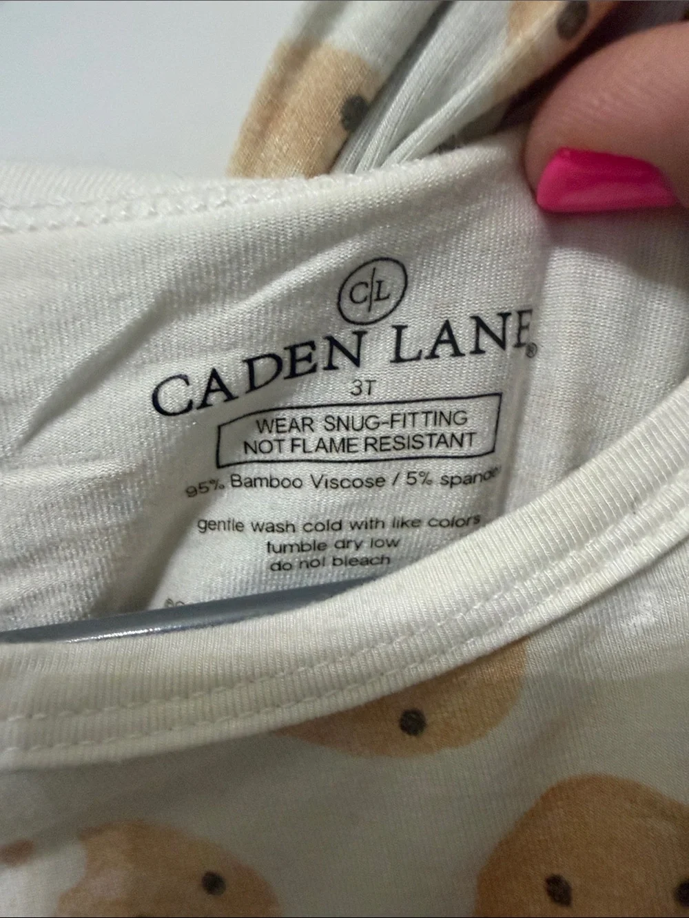 Caden Lane Cream and Tan Cookie Print Kids Pajamas Top